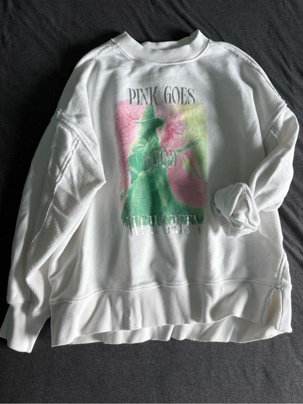Aerie x Wicked Big Chill Crew Sweatshirt Ltd. Edition Pink Goes Good With Green